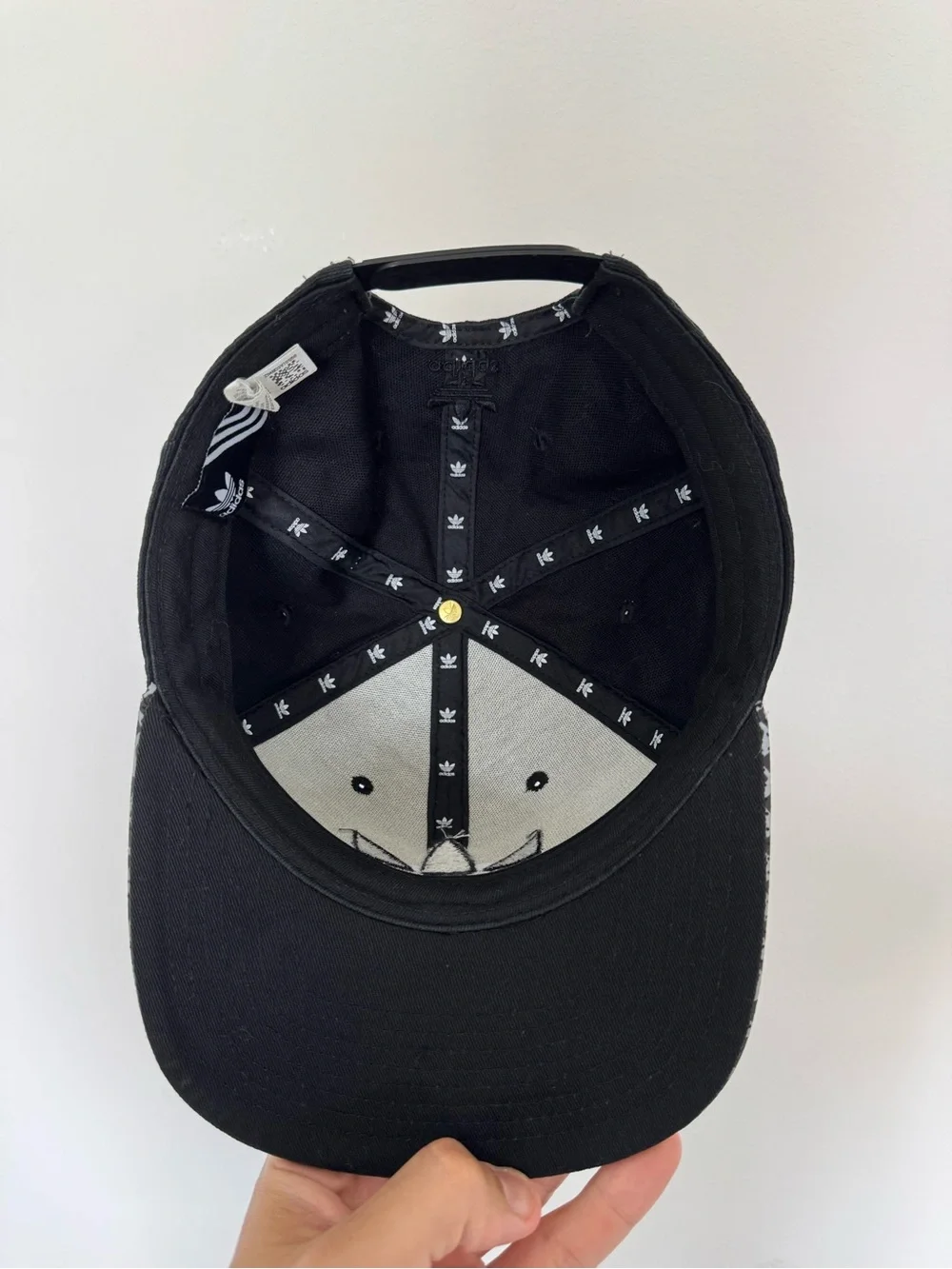 adidas Black Snapback with Black and Gray Patterned Brim